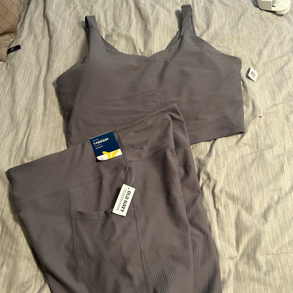 Old Navy Gray Powersoft Leggings and matching top